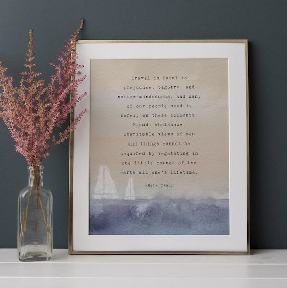 Mark Twain Travel Quote Print Watercolor Wall Art Etsy