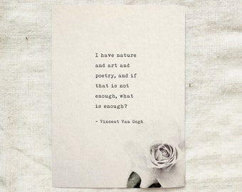 Van Gogh Quote Print: Nature, Art, Poetry Wall Decor