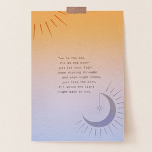 Long distance love poem &quot;You be the sun, I&#39;ll be the moon&quot;. Gift for long distance relationship. Love poetry, gifts for her, romantic gift