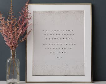 Rumi Quote Art Print: Inspirational Typewriter Poetry Wall Decor