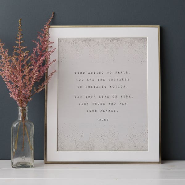 Rumi quote poster, you are the universe, inspirational quote art, wall decor, literary quote, typewriter poetry, inspirational quote