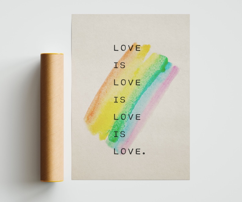 LBGQTA love is love, pride poster, rainbow art, love quote, lgbt quote, love is universal, gay, bi, trans, love poem image 3