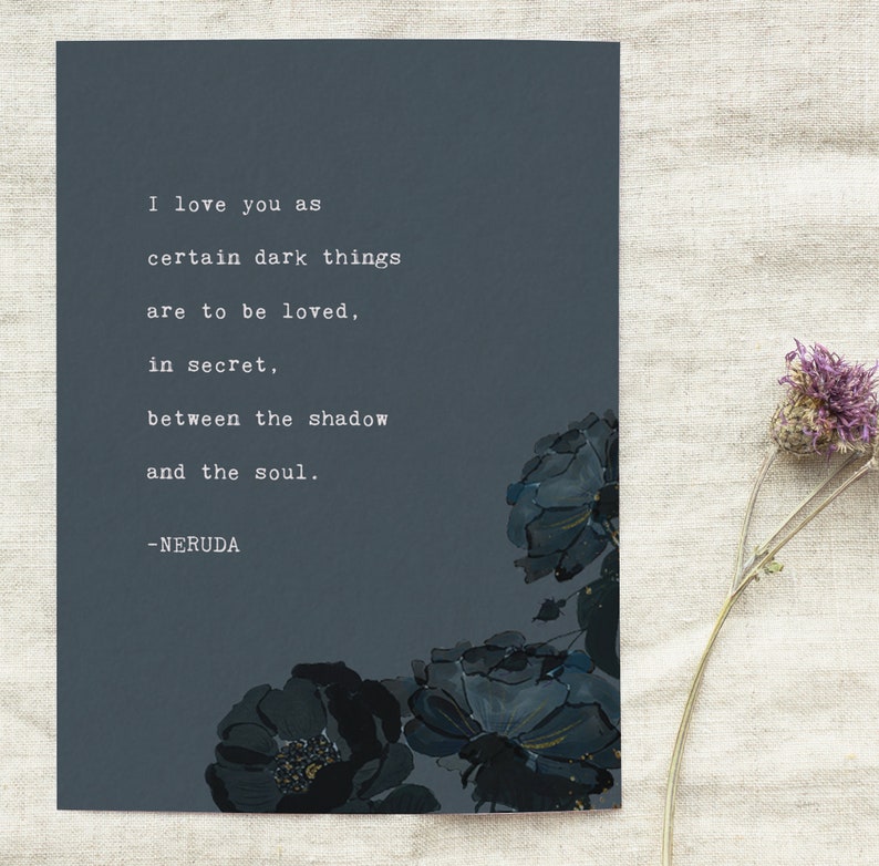 Love Poem Pablo Neruda Poetry Art Print I Love You as Etsy