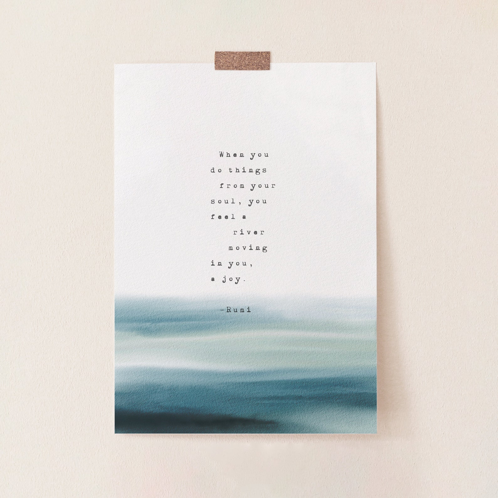 Moving Paper Rumi Rumi River Moving Quote Print With Watercolor Background - Etsy