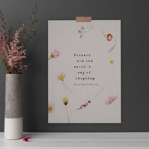 Ralph Waldo Emerson quote "Flowers are the earth's way of laughing"