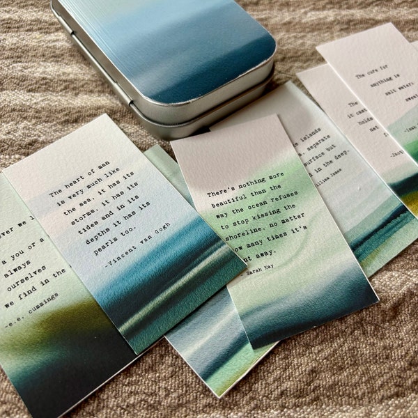 Gift Idea for beach lovers, Set of 8 Ocean Poems in hand painted box, Bachelorette Gift.