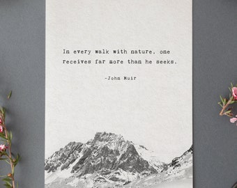 John Muir Quote Print: Mountain Art for Men