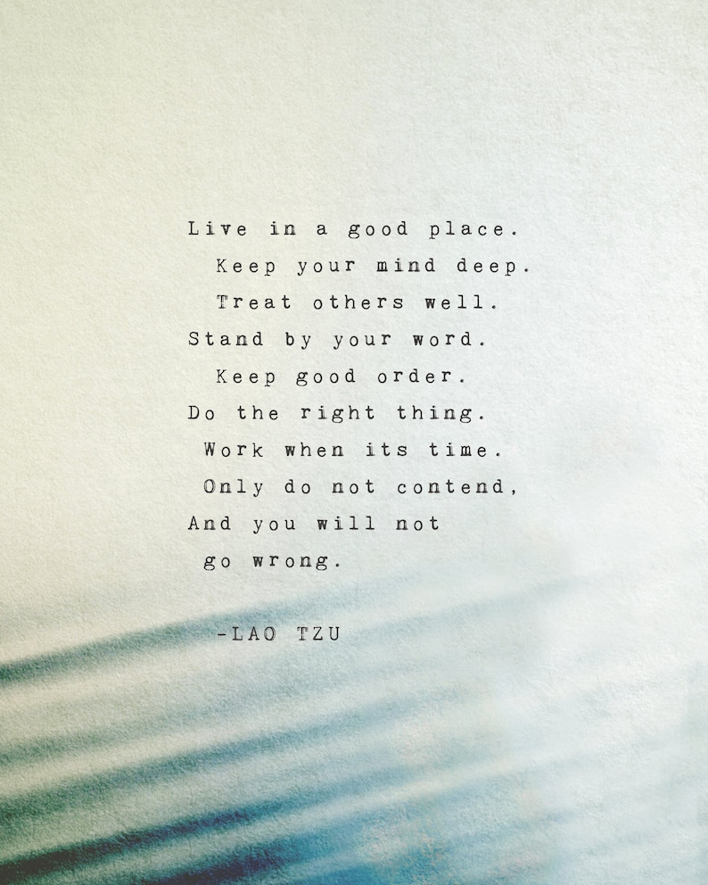 Tao Te Ching quote Lao Tzu poetry poster water art | Etsy