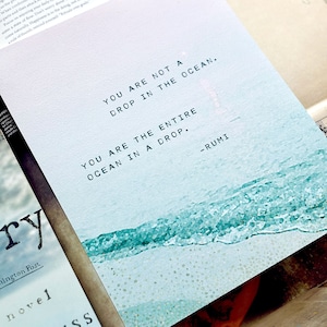 Rumi quote You are not a drop in the ocean, you are the entire ocean in a drop, Rumi poetry art, watercolor quote, wall decor, beach art