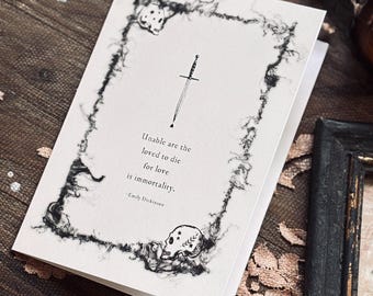 Halloween Goth Love Card, Emily Dickinson Quote, Alternative Anniversary Card