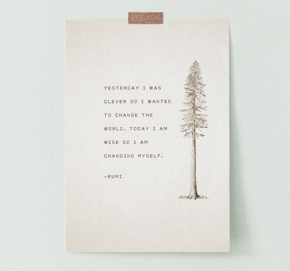 Rumi Citation Hier Jai Ete Intelligent Rumi Poesie Etsy France