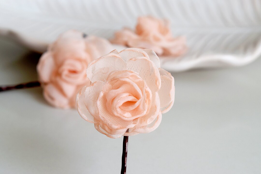 Blush Flower Hair Pins Blush Flower Girl Hair Accessories Etsy