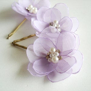 Sale Lilac Bridal  Hair Clips, Purple Flower Pins,  Lavender Bridal Hair Pins Wedding Hair Accessory, Bridesmaid  Flower Girl Hair Pins