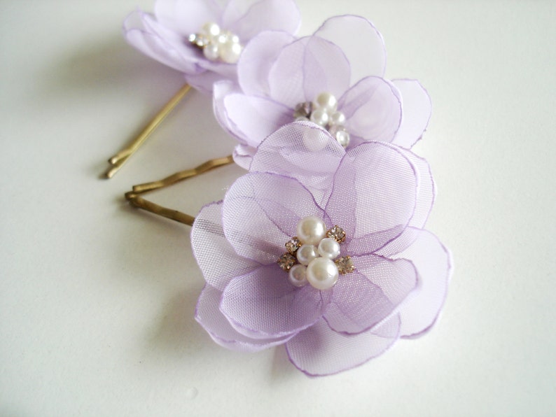 Lilac Bridal Hair Clips Purple Flower Pins Lavender Bridal Etsy