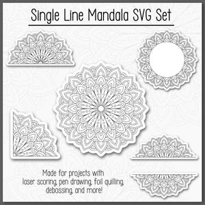 Single Line SVG Mandala Set for Draw, Engrave, Foil, Pen Plotters, and more!