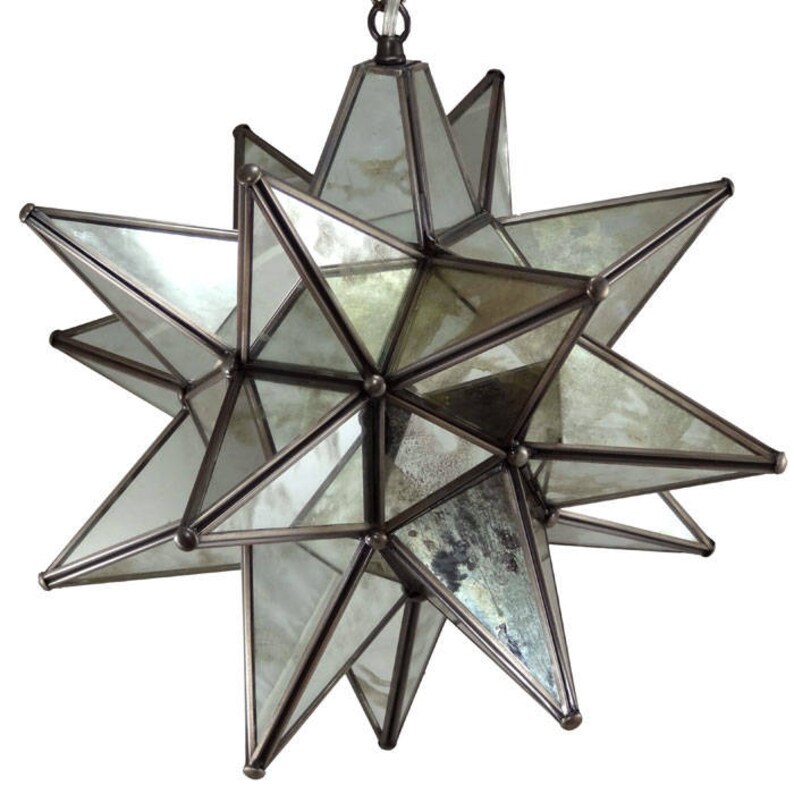 Moravian Star Pendant Light Antique Mirrored Glass 19 Etsy