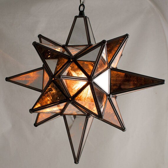 Star Of Bethlehem Moravian Star Pendant Antique Mirror Etsy