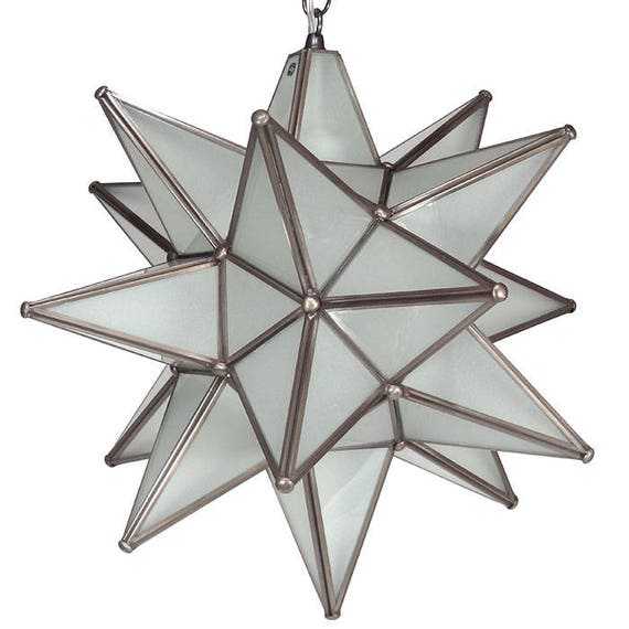 Moravian Star Pendant Light Frosted Glass Dark Frame 16