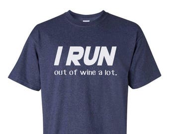 Running Shirt for Runners and Wine Lovers - Gift Women Men Mom Dad Sister Girlfriend Available in T-Shirts Tank Tops Technical Shirts