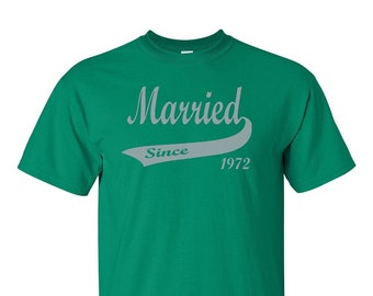 50th Anniversary Gift "Married Since 1972" T-Shirt for Spouse Partner Husband Wife Parents 50 Years Golden Wedding Anniversary Tee