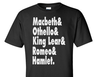 Shakespeare's Tragic Heroes Literary Legends T-Shirt - Gift for English Teacher Book Nerd Theatre or Literature Lover Men Women Teens Kids