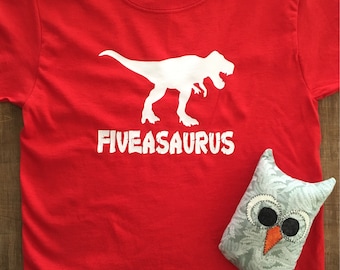 Turning Five Dinosaur Birthday for Boys and Girls - "Fiveasaurus" T-Shirt for Son's or Daughter's 5th Birthday Gift for 5 Year Olds