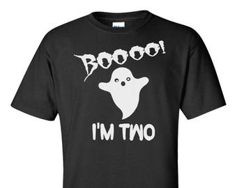 Halloween Shirt for Two Year Olds - "Boo!  I'm Two" Toddler T-Shirt Son's or Daughter's 2nd Birthday October Tee for 2 Year Old Boys Girls