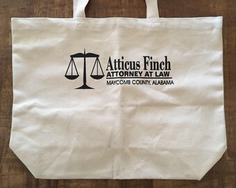 Atticus Finch Attorney at Law Canvas Tote or Book Bag - English Teacher or Librarian Gift Back to School Literature Lawyers Students