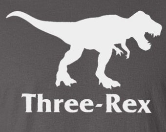 Turning 3 Dinosaur Birthday Party - "Three-Rex" Toddler T-Shirt Son's or Daughter's 3rd Birthday Tee Gift for Three Year Old Boys Girls