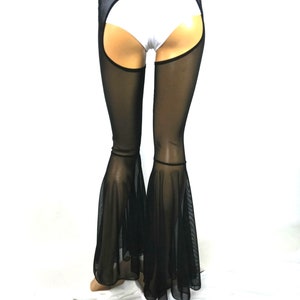 15 Colors! Chaps sheer mesh bell bottom Festival favs -Burning man-Spandex Pants Yoga Black Waist band fairy Spin Pants boho