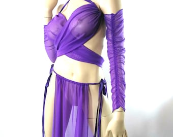 15 Colors! Gorean Slave sheer purple Role Play Costume-White_ All year-For your Kajira fingerless gloves- ZanzaDesigns