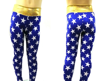 Kids Leggings Super Hero Blue White 