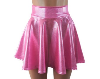 Pink Princess Skater skirt,  Holographic Circle skirt Clubwear, Rave Wear EDM EDC Festival