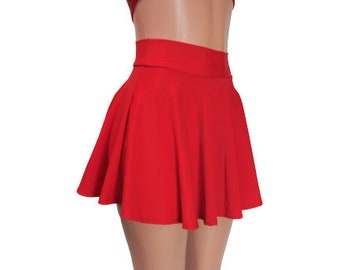 Red Skater skirt, Circle skirt Soft flowing fabric comes in 10",12",15", and 19" lengths Clubwear, Rave Wear