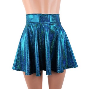 Turquoise Skater skirt, Circle skirt Soft sparkling fabric comes in 10",12",15", and 19" lengths Clubwear, Rave Wear festival Fashions