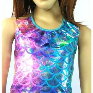 16 Colors! Girls Rainbow Mermaid Top Pageants Gymnastics Dance Cheer Beach party Halloween