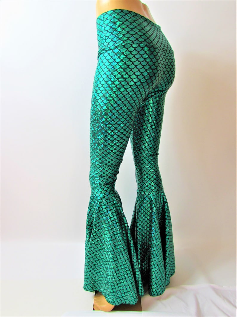 Mermaid Bell Bottoms Pants Flares Spandex Leggings festival | Etsy
