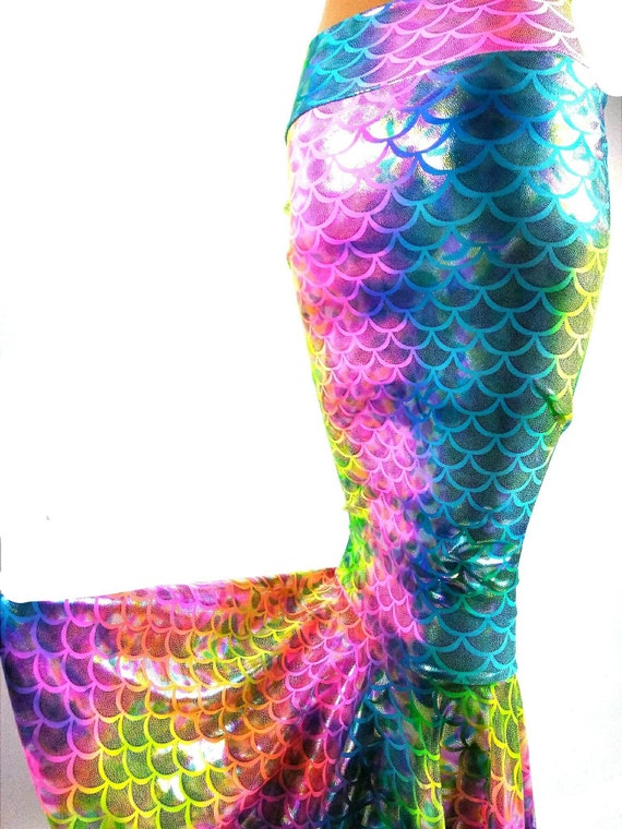 Green Mermaid skirt stretch Fabric Fish scale Pageants Festival EDC EDM