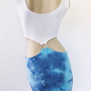 Pretty Woman Dress Vivian Ready to ship Dress Julia Roberts Costume Metal Oring Blue Tie Dye and White Costume image 7