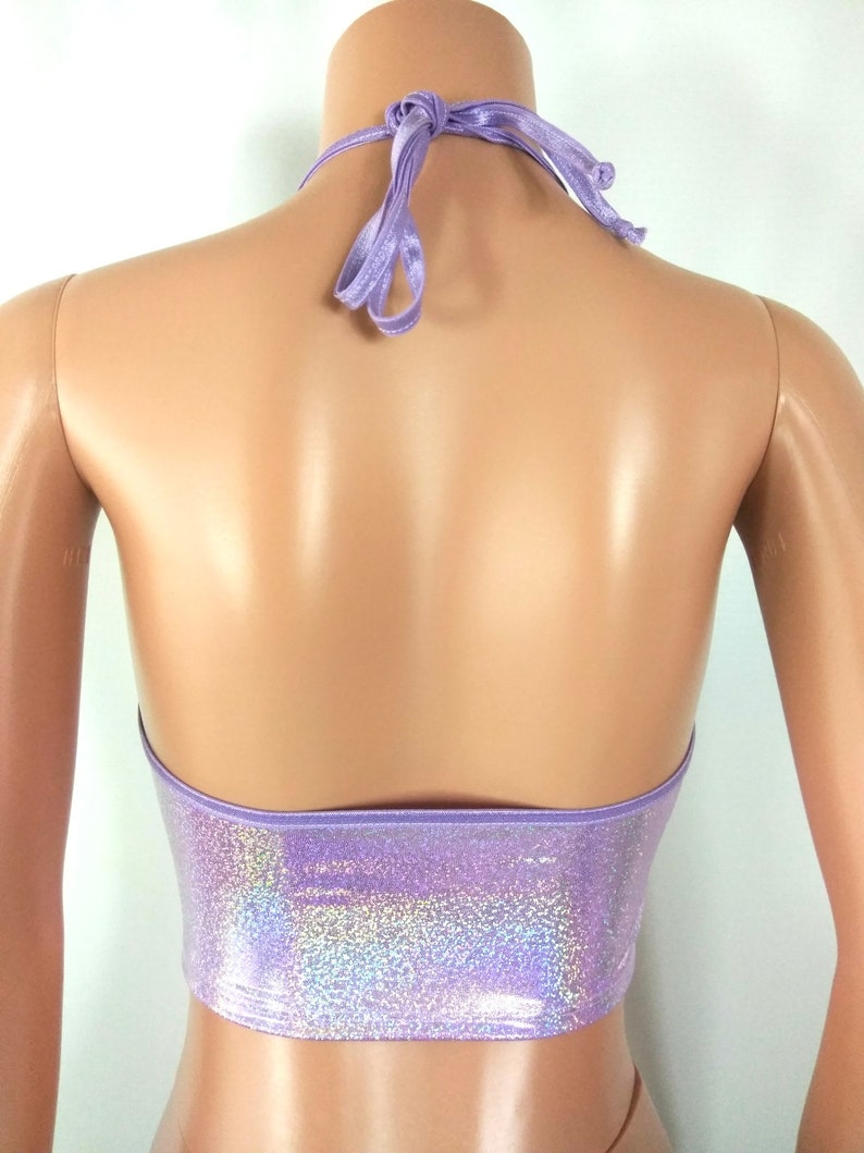 Ruffle top Halter crop top Dance Rave EDC EDM dance fairy Burning Man Boho Lilac silver