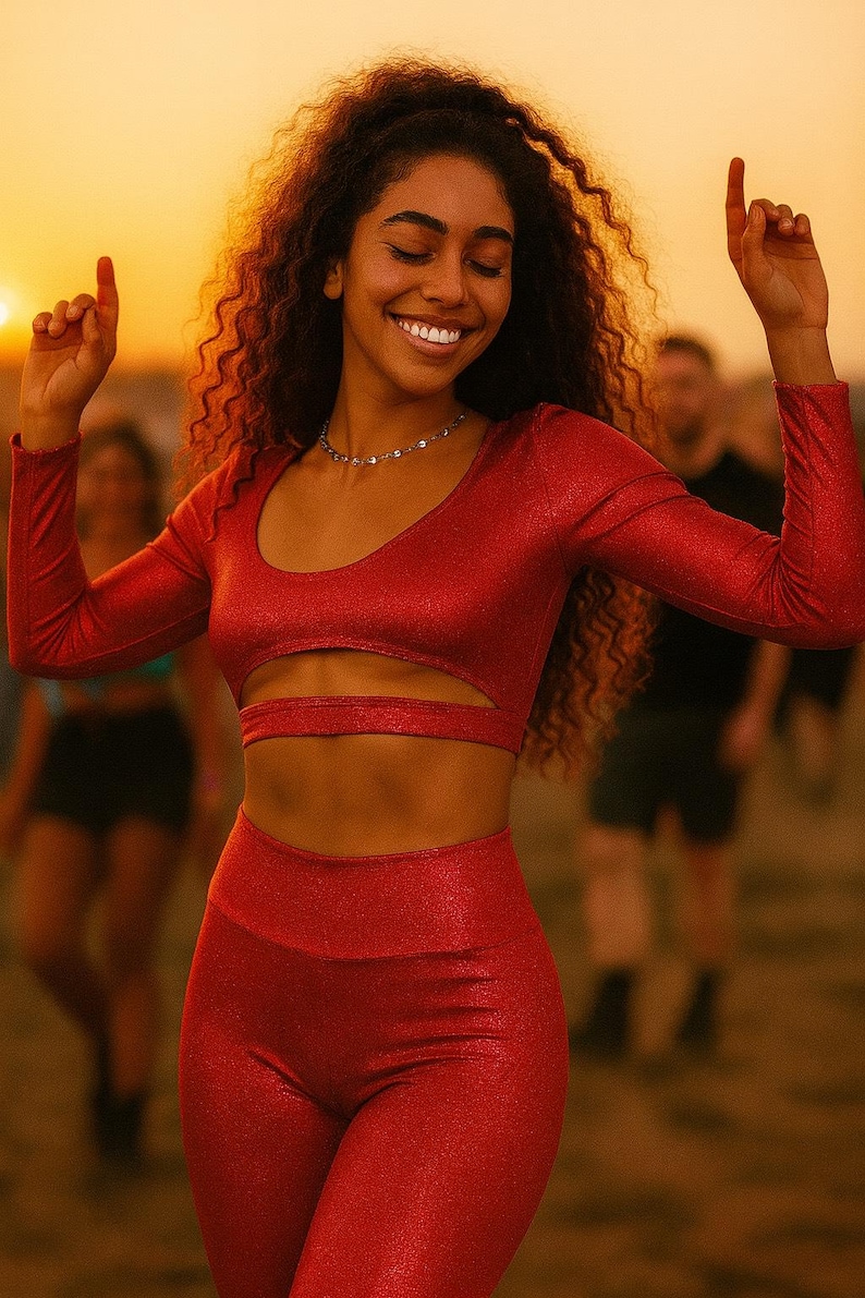 Long Sleeve Top, Holographic Crop Top Rave Wear Festival Party Dance ...
