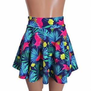 Navy Tropical Skater skirt, Circle skirt comes in 10&quot;,12&quot;,15&quot;, and 19&quot; lengths Clubwear, Rave Wear Festival wear