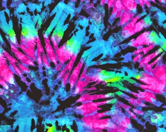 Tie Dye fabric  Spandex print fabric sold by the  half and full Yard Nylon Spandex