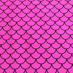 Hot Pink Mermaid Scale Spandex fabric fish Scale print sold by the  half and one Yard