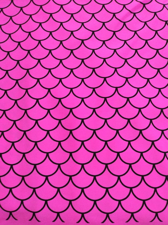 Hot Pink Mermaid Scale Spandex Fabric Fish Scale Print Sold by the Half and  One Yard 