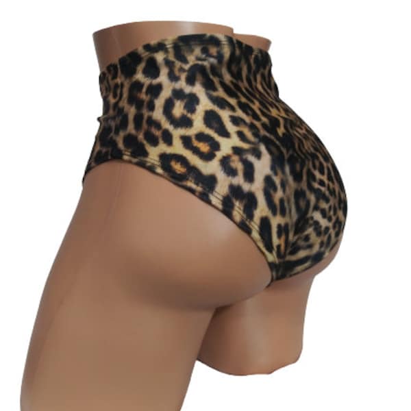 Leopard High waist Rave bottoms "High hip" shorts Burning man  Festival EDC