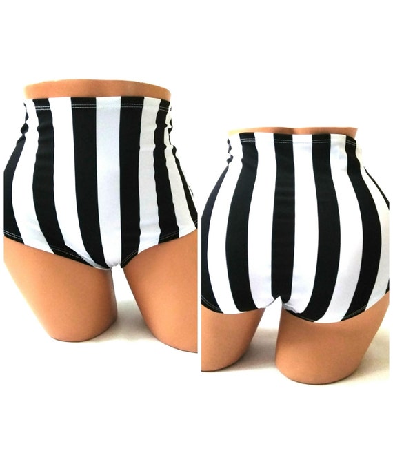 high waisted black and white striped shorts