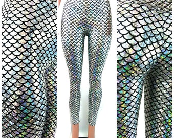 17 Colors! High waist Mermaid Leggings festival Rave Beach Pool party Hoop Performance gymnastics roller derby