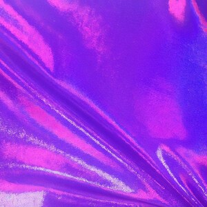 4 way stretch Grape sparkling hologram Spandex fabric sold by the Yard Grapeade Iridescent purple