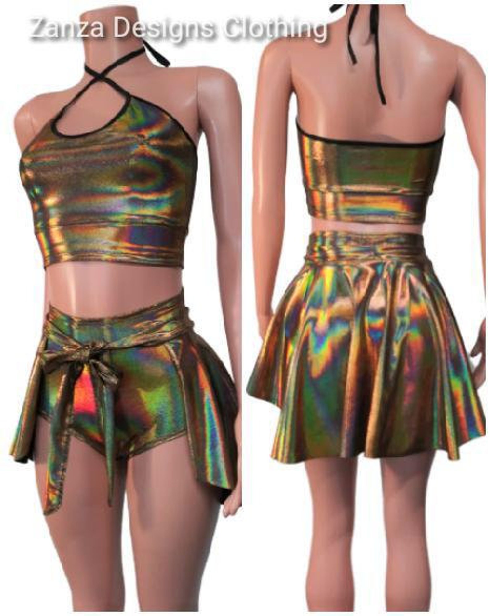 24 Colors Gleaming Bronze Rave set 3pc Top high waist bottoms Etsy